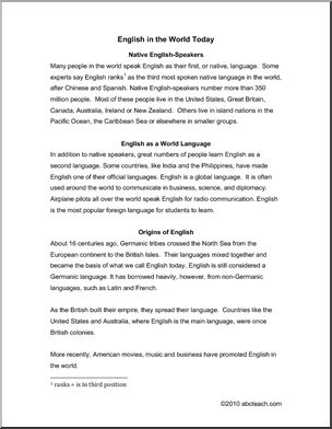 Reading Comprehension: English in the World (ESL)