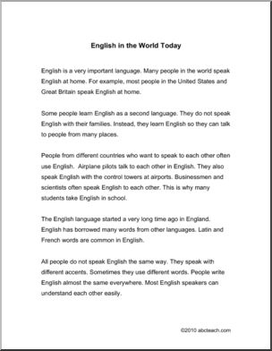 Reading Comprehension: English in the World (ESL)