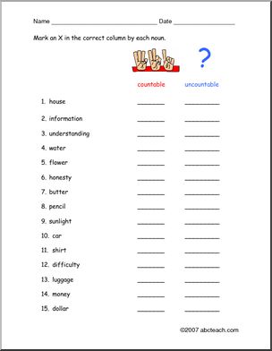 Worksheet: Countable and Uncountable(ESL)