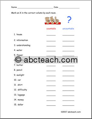 Worksheet: Countable and Uncountable(ESL)