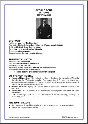 Fact Card: 38th President – Gerald Ford