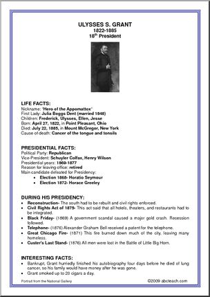 Fact Card: 18th President – Ulysses S. Grant