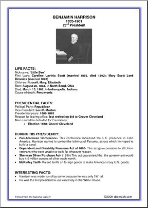 Fact Card: 23rd President – Benjamin Harrison