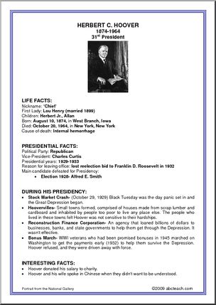 Fact Card: 31st President – Herbert Hoover