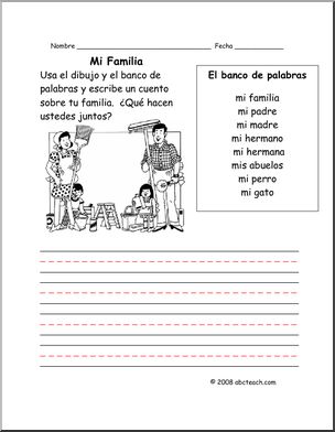 Spanish: Vocabulario – “La Familia” (primaria/elementaria)