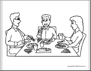 Coloring Page: Family Dinner