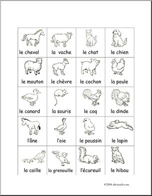 French: Farm Bingo check sheet