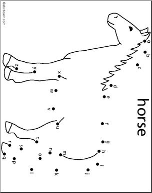 Dot to Dot: Farm- Horse (alphabet)