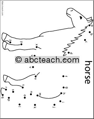 Dot to Dot: Farm- Horse (alphabet)