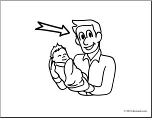 Clip Art: Basic Words: Father (coloring page)