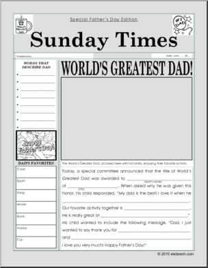 Writing Prompt: Father’s Day Newspaper