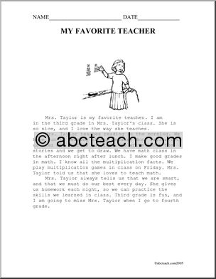 Fiction: My Favorite Teacher (elem)