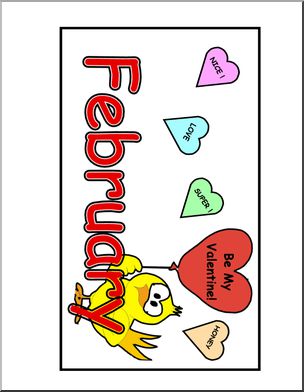 Calendar: February (header) – hearts