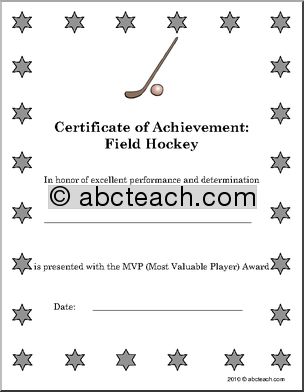 Sports Certificates: Field Hockey