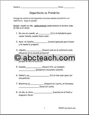 Spanish: PretÃˆrito o Imperfecto – Completa las frases (secundaria)