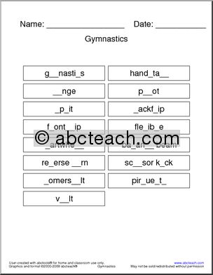 Missing Letters: Gymnastics Terminology