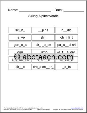 Missing Letters: Skiing Terminology