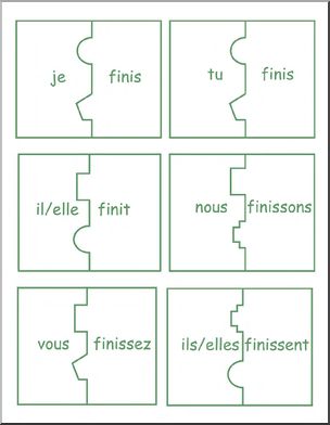 French: Matching/Memory Game.  Verb Ã¬finirÃ®