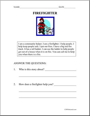 Comprehension: Occupation – Firefighter (primary)