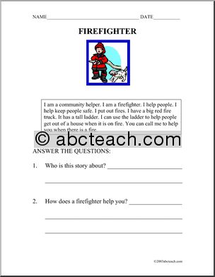 Comprehension: Occupation – Firefighter (primary)