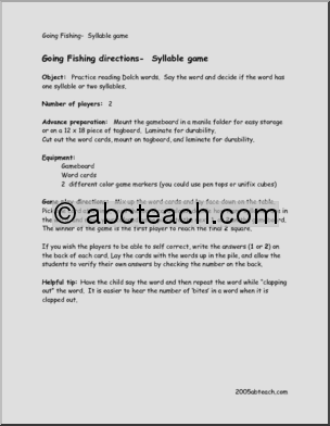 Fishing for Syllables Board Game I