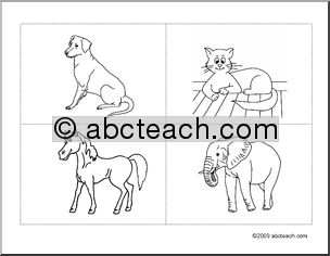 Flashcards: Animals–dog, cat, horse, elephant (ESL)