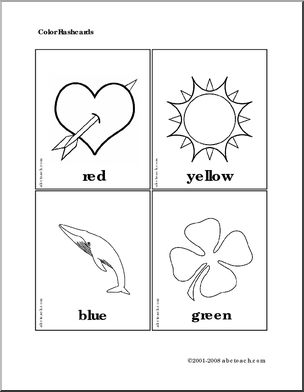 Flashcards: Colors w/pictures  (b/w)