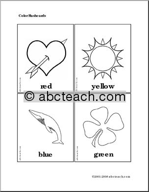 Flashcards: Colors w/pictures  (b/w)