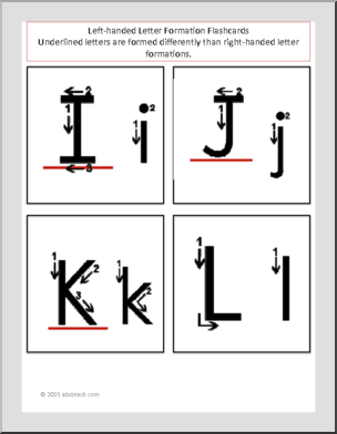 Flashcards: Manuscript Letters with Arrows (Left-Handed)