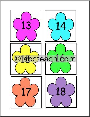 Calendar: Flower Pattern and Colorful  Day Cards 1-31
