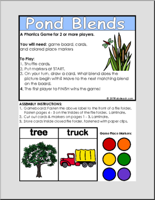 Folder Game – Pond Blends (beginning blends sn, sp, st, sw, tr) Phonics