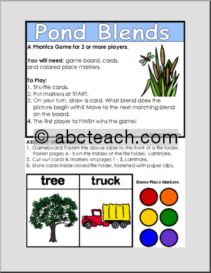 Folder Game – Pond Blends (beginning blends sn, sp, st, sw, tr) Phonics