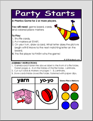 Folder Game – Party Starts (beginning sounds f, h, l, r, y))’ Phonics