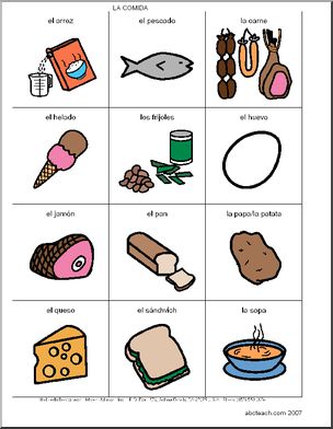 Spanish: Poster de vocabulario – La comida (elementaria)