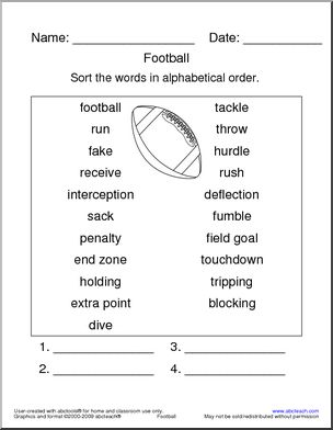 Football Terminology ABC Order
