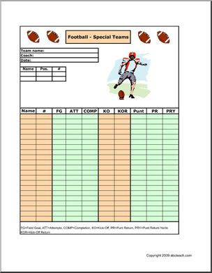 Stat Sheet: Football: Special Teams