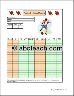 Stat Sheet: Football: Special Teams