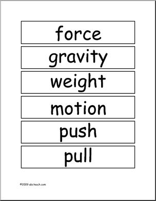 Word Wall: Physics – Force & Motion