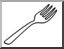 Clip Art: Basic Words: Fork (coloring page)