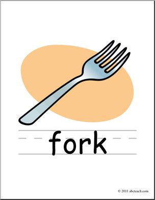 Clip Art: Basic Words: Fork Color (poster)
