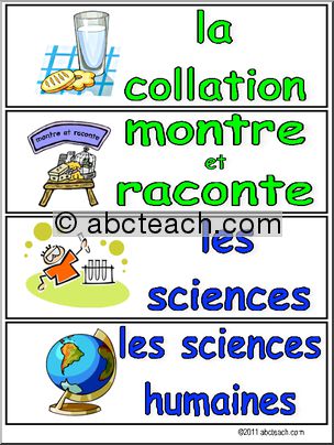 French: Schedule Cards: Set 6