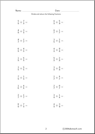 Fraction Division (set 2) Worksheet