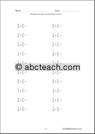 Fraction Multiplication (set 1) Worksheet