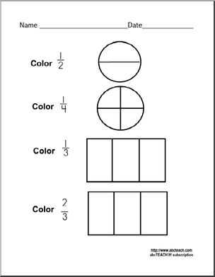 Coloring Fractions 1 Worksheet