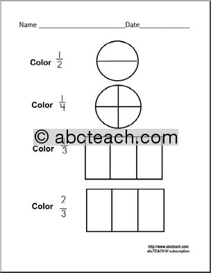 Coloring Fractions 1 Worksheet