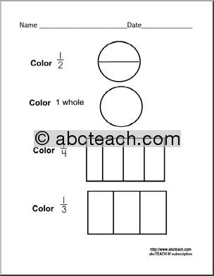 Coloring Fractions 2 Worksheet