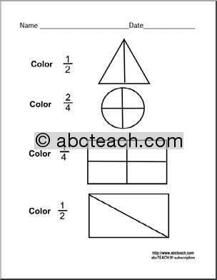 Coloring Fractions 3 Worksheet