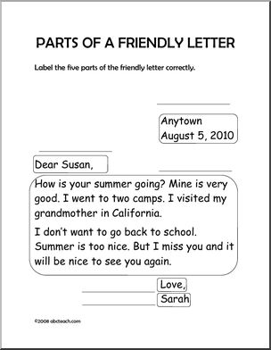 Worksheet: Friendly Letter (primary) | Abcteach
