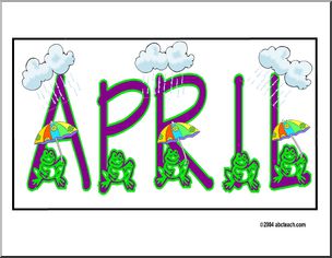 Calendar: April (header) – frogs