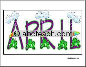 Calendar: April (header) – frogs